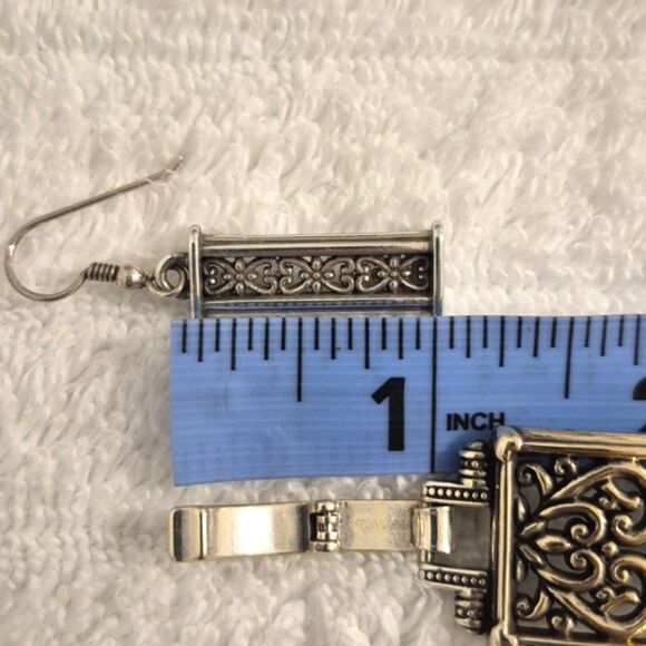 Vintage Brighton Heart Wide Link Bracelet Filigree Earrings Heart Trinket Box - Picture 7 of 13